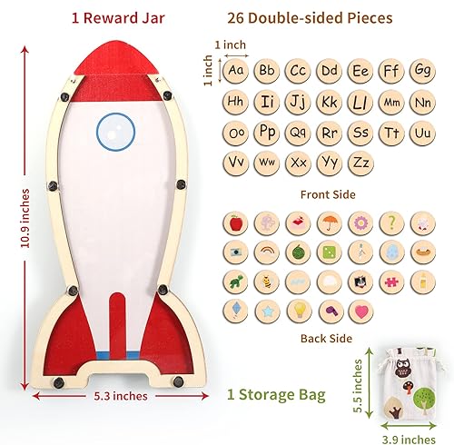 Miniatura 2 de DooTaah Juguetes educativos Montessori, kit de aprendizaje de números y alfabeto de madera con tarro de recompensa, regalo preescolar para niños