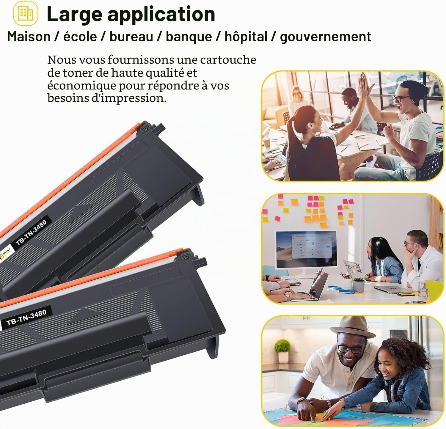 TN3480 Cartouche de Toner Compatible pour Brother TN-3480 TN3480 TN 3480 HL-L5100DN MFC-L5750DW HL-L5200DW MFC-L5700DW HL-L6400DW HL-L5000D DCP-L5500DN TN-3430 TN3430 TN 3430 Noir, 2-Pack