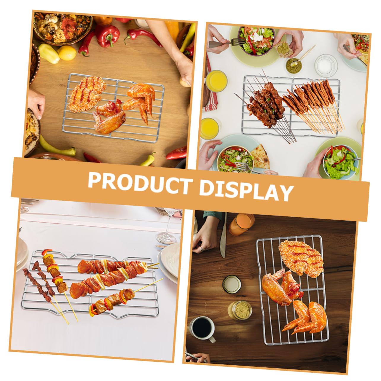 Healifty Griglia per Barbecue in Acciaio Inossidabile Argento Supporto Anti-Caduta Cibo per Picnic e Campeggio Multifunzione