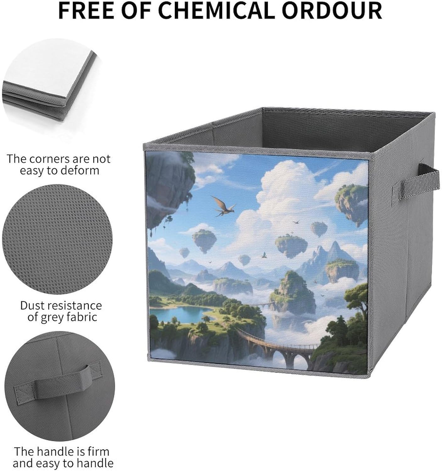 2-piece Oxford Cloth Storage Box Island in The Sky Printed Storage Box for Storing Clothes/shoes Multi-purpose Wardrobe And Cabinet Storage