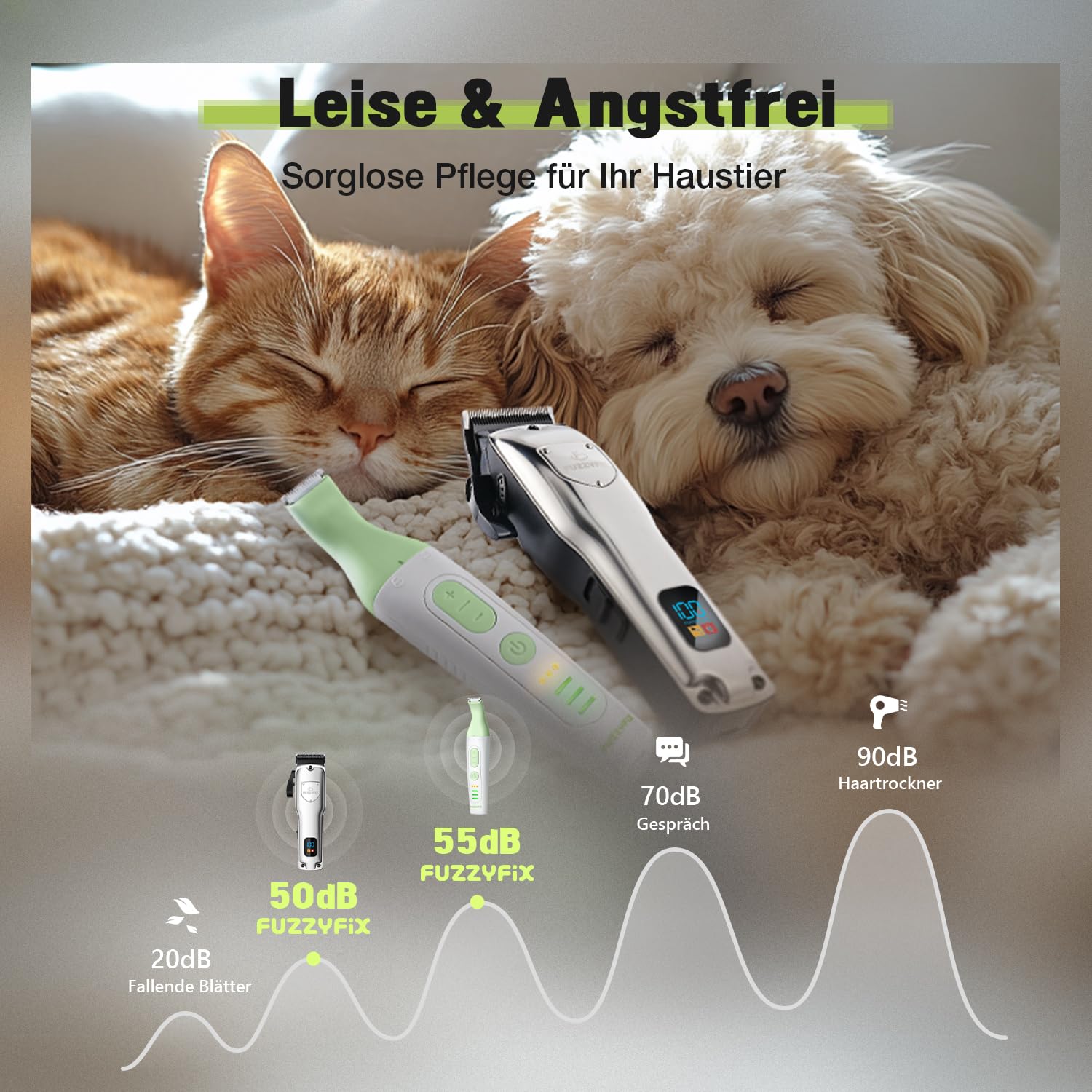Hundeschermaschine 4 in 1 Set,Schermaschine Hund für Dichtes Fell,Leise Profi Hunde Schermaschinen/Pfotentrimmer/Krallenschleifer für Hunde Katzen,Fellpflege