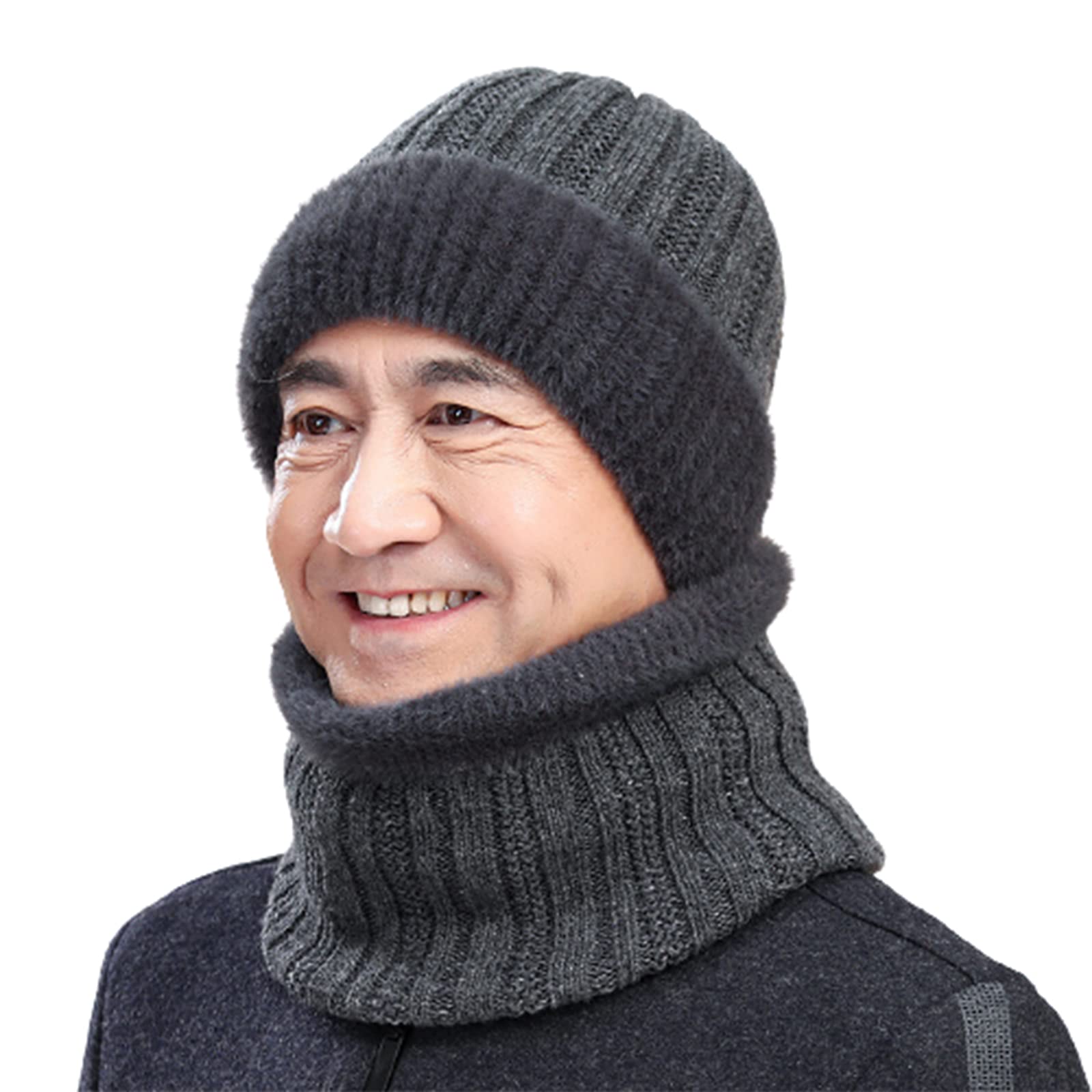 HOBEKRK Hat Caps Fitted Hat and Scarf Set for Women Mens Hats and Scarves Winter Beanies Teens with Scarf