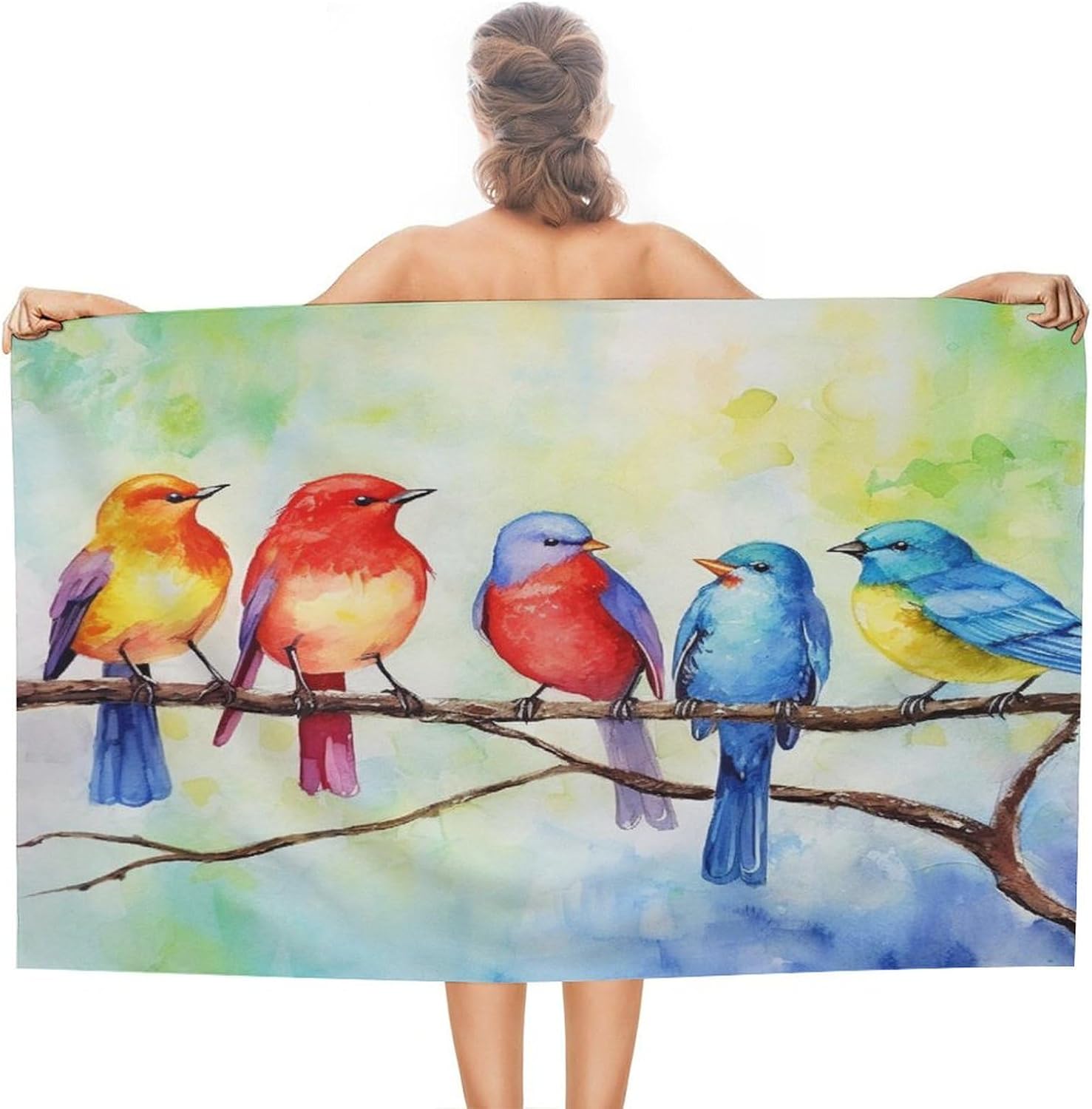 Swimming Towel, Five Singing Birds Printed Fashion Towel,Portable Towel,Durable Towel