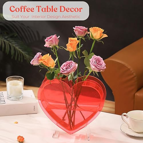Miniatura 3 de Jarrón de corazón, jarrón acrílico en forma de corazón para flores, decoración del día de San Valentín, jarrones de flores modernos, regalos del día