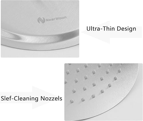 Miniatura 3 de NearMoon - Cabezal de ducha de lluvia con brazo ajustable de 11 pulgadas, cabezal de ducha de acero inoxidable de alta presión, diseño ultrafino,