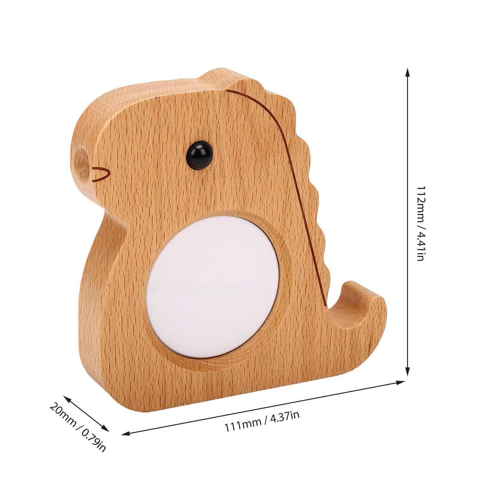 Lampe à Capteur de Lumière de Nuit de Dinosaure d'horloge en Bois | LED Activée par Le Mouvement par Induction du Corps Humain, Allumage Automatique, Rechargeable par USB, pour Chambre