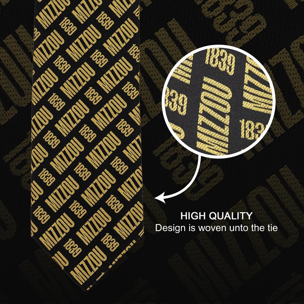 Desert Cactus University of Missouri Neck Tie Mizzou Tigers 100% Polyester Necktie with Logo, Officially Licensed (Tie D)