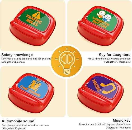Miniatura 5 de HONGTUO Juguete de autobús escolar con sonido y luz, volante de simulación, autobús escolar para niños pequeños con educación musical, regalo