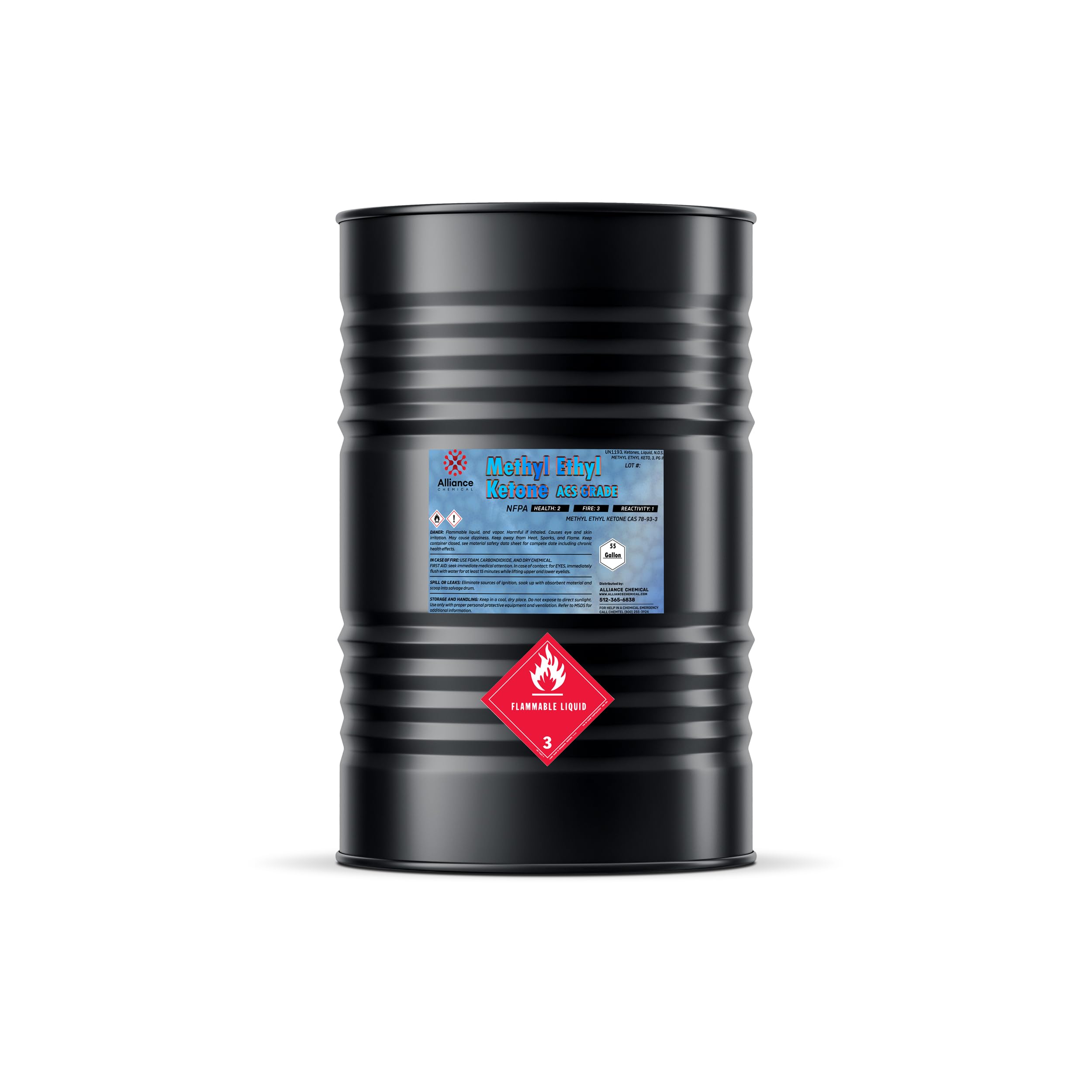 Methyl Ethyl Ketone (MEK) ACS Grade - 55 Gallon Drum - Industrial-Size Solvent for Pharmaceutical Research, Production