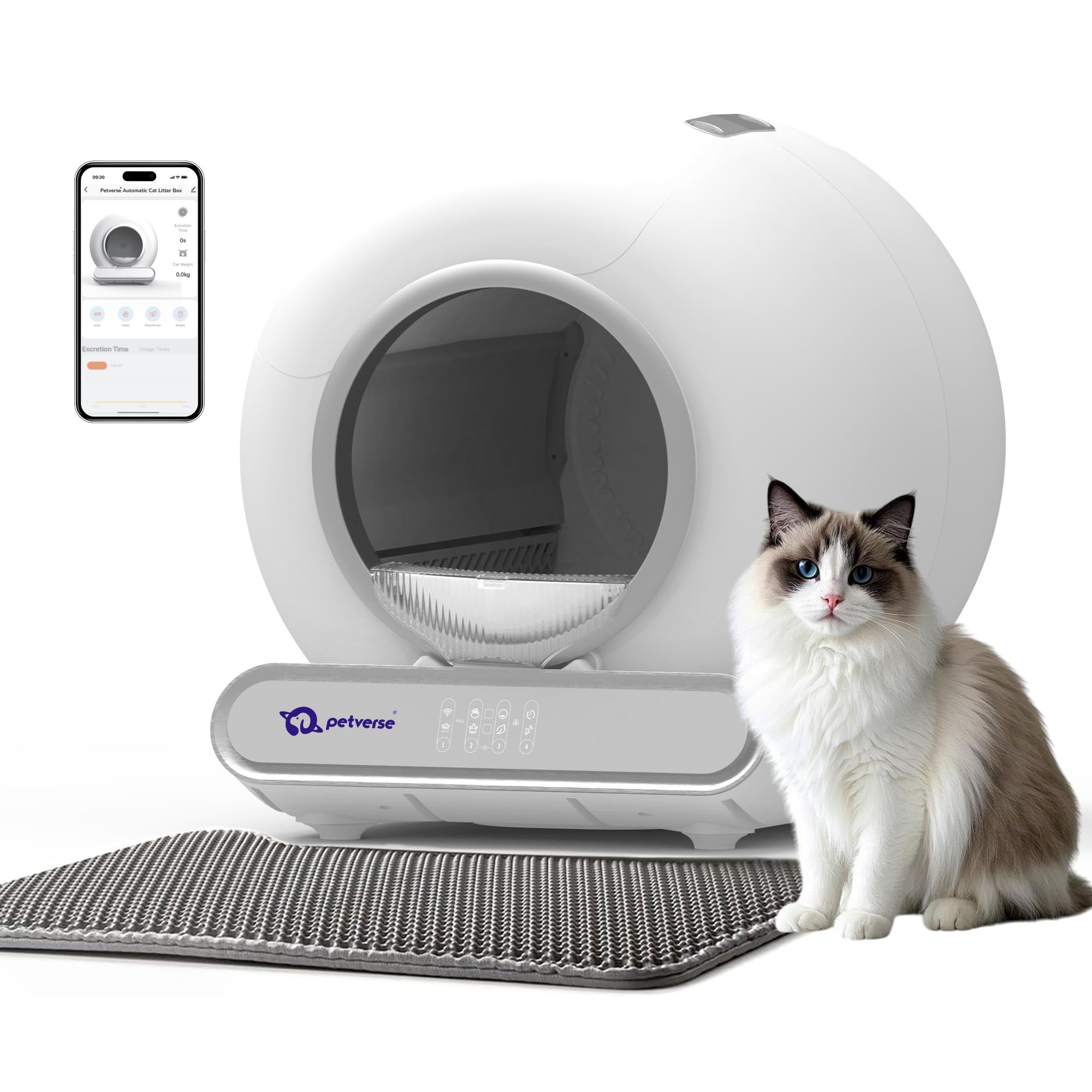 Petverse® Automatic Self-Cleaning Cat Litter Box for Multiple Cats, Smart APP Controlled, Covered Cat Litter Box with Ultra-Safe Sensor Protection, Large Capacity Design, in-Built Odor Removal-image-9