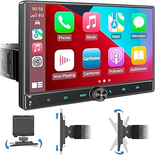 Detachable and Adjustable 10.5" HD IPS Large Screen Single Din Car Stereo - CarPlay, Android Auto, Steering Wheel, Bluetooth, Subw, Mirror Link, FM/AM Car Radio, Backup Camera, USB/SD/AUX