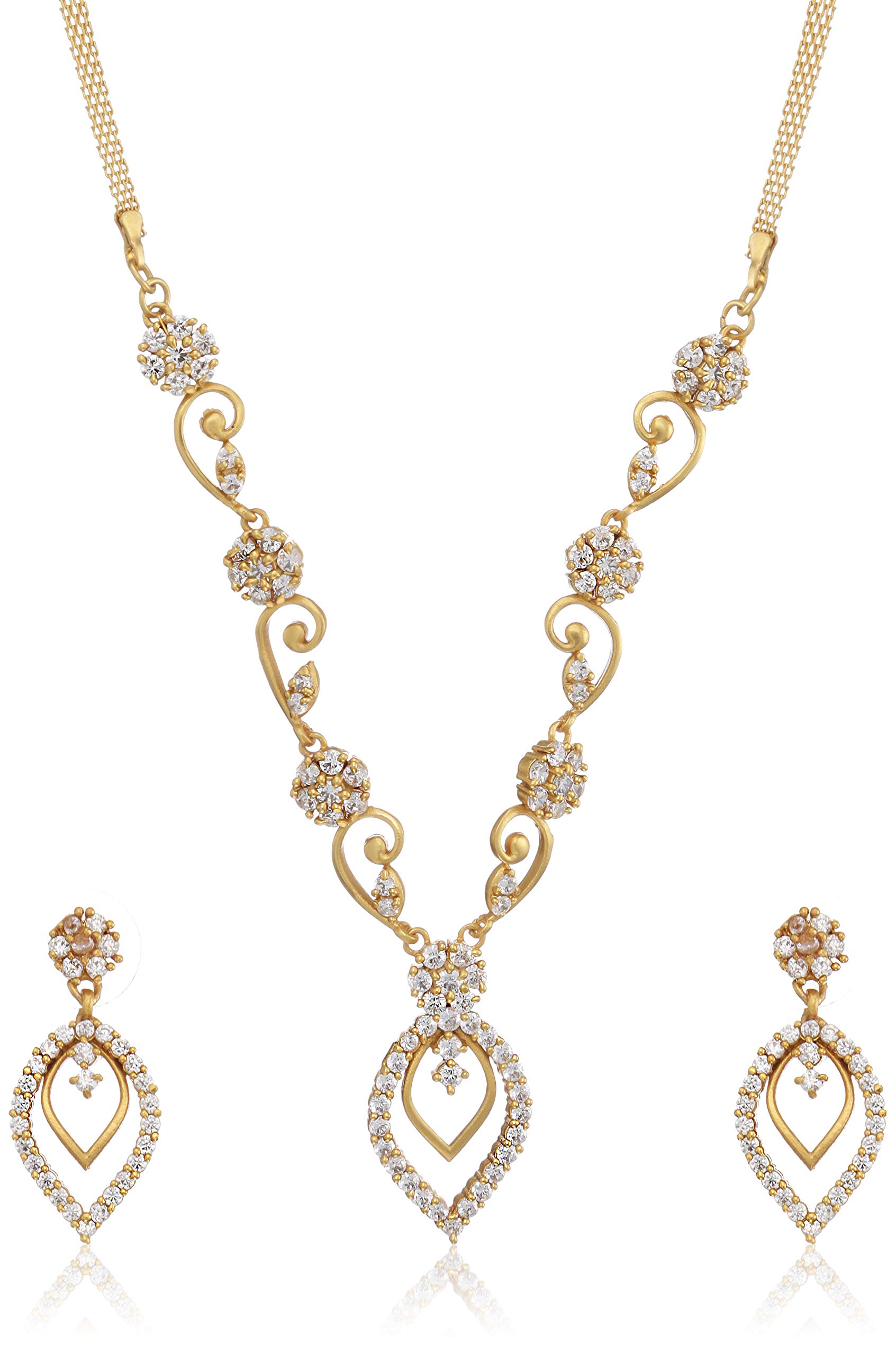 Estele Trendy Fashion Jewellery CZ Diamond Design Necklace Set for Women (B08D8R6YSD) Amazon Price History, Amazon Price Tracker