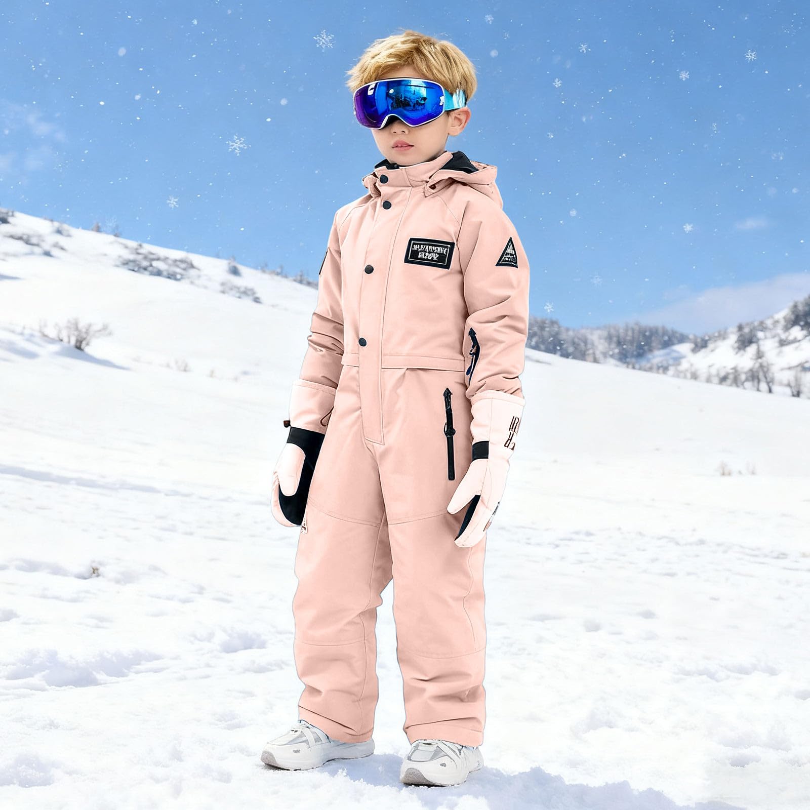 Combinaison de ski pour enfant - 1 pièce - Pour garçons et filles - Combinaison de snowboard d'hiver en plein air - Coupe-vent