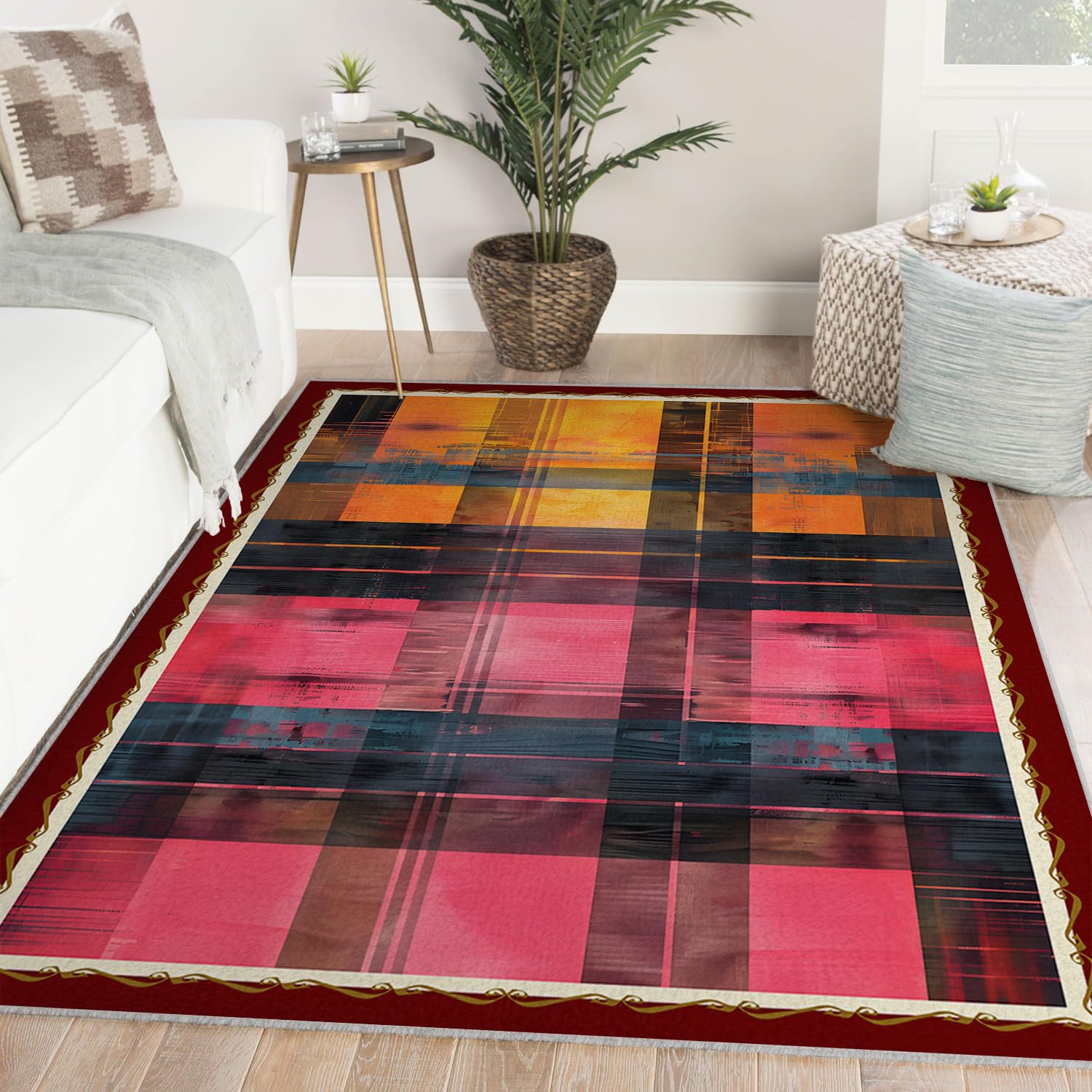 160 x 200 cm dywaniki do salonu dywaniki do salonu zmywalne i cienkie geometryczne podłogi nowoczesne abstrakcyjne podłogi w kratkę bezszwowy dywan do sypialni jadalni