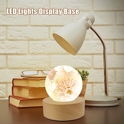 Miniatura 3 de CDIYTOOL Base de exhibición de madera de 12 LED para bola de cristal, soporte de arte de luz colorida, pantalla de madera de 4 pulgadas, pedestal,