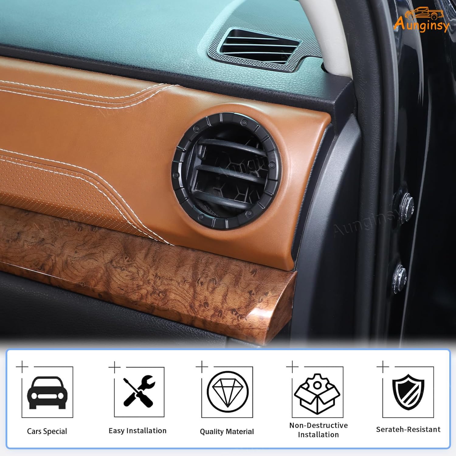 Aunginsy Center Console Air Conditioning Outlet Ring Trim Compatible with Toyota Tundra 2014-2021, ABS Instrument Air Conditioner Vent Accent Cover Decoration Frame Interior Accessories, Mech Style