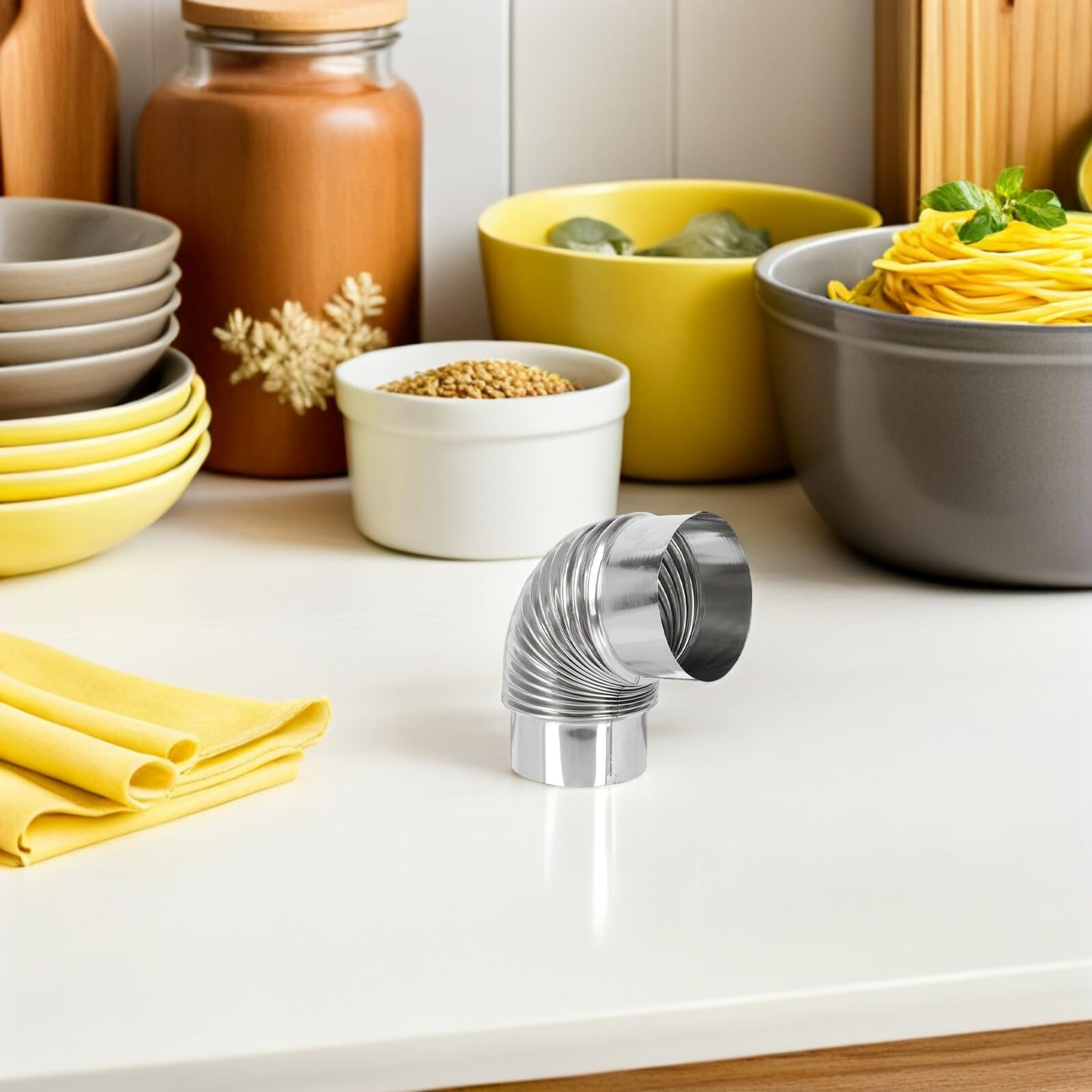 TOPBATHY 4 Pezzi Tubo di Scarico in Acciaio Inox da Gomito Gradi Prolunga Tubo di Ventilazione per Stufa a Legna Resistente alle Alte Temperature per Riscaldamento
