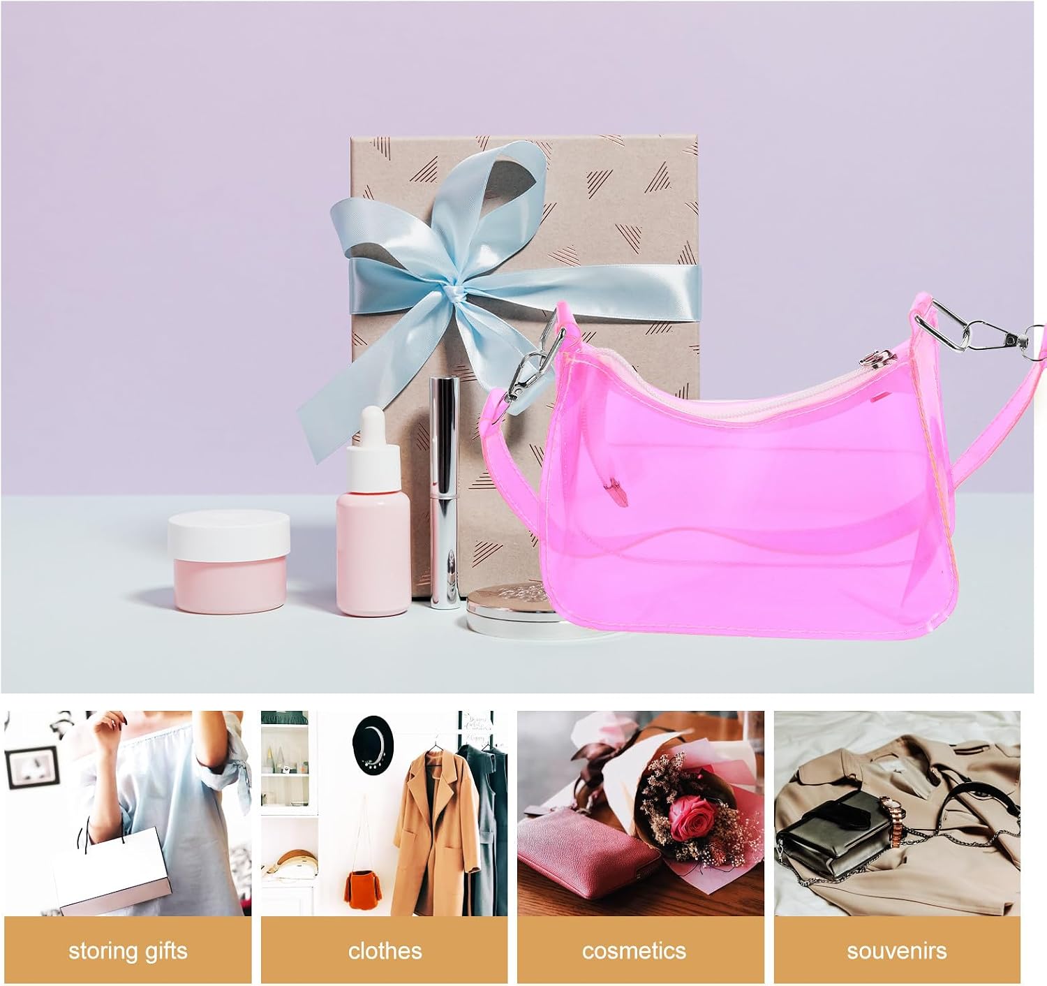 Angoily Jelly Shoulder Bag Women Candy Color Crossbody Purse Small Tote Handbag with Phone Storage for Outdoor Casual Use Pink
