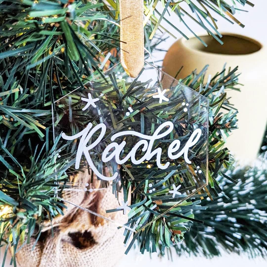 25 Pcs Clear Blank Christmas Ornaments- 3 Inch Transparent Acrylic Flat Ornaments for Crafts, DIY Acrylic Ornament Blanks for Stocking Tags Christmas Tree Decorations