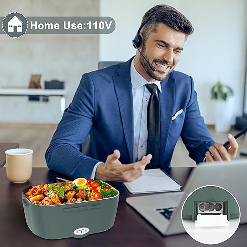 Miniatura 3 de Akhia Fiambrera eléctrica, calentador de alimentos, 60-80 W, para adultos, hombres, trabajo, auto, camión, calentador de alimentos portátil, con