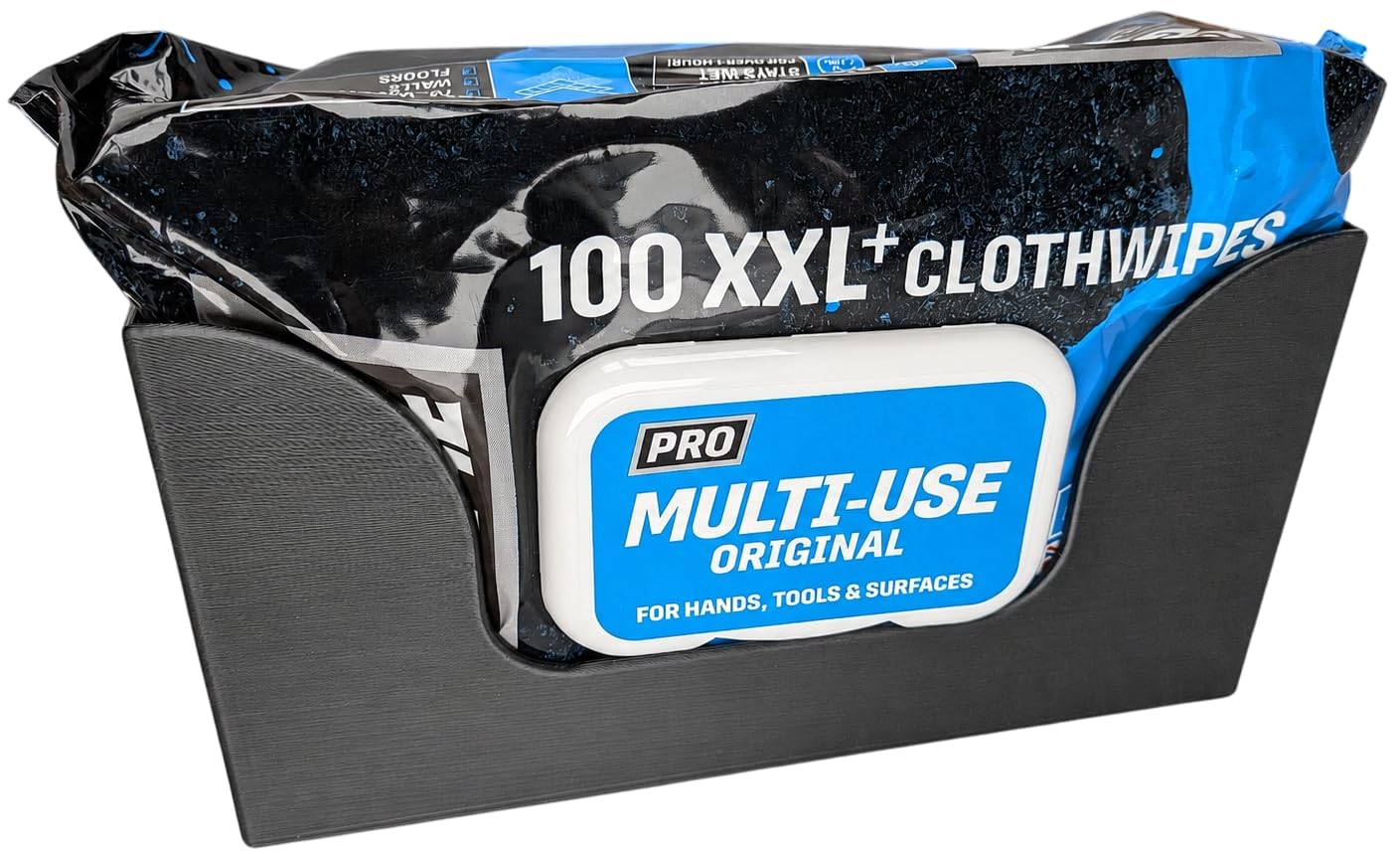 Soft Pack Clothwipes Holder Compatible with UltraGrime XXL Clothwipes Packs – Wall or Van Mount (Black)