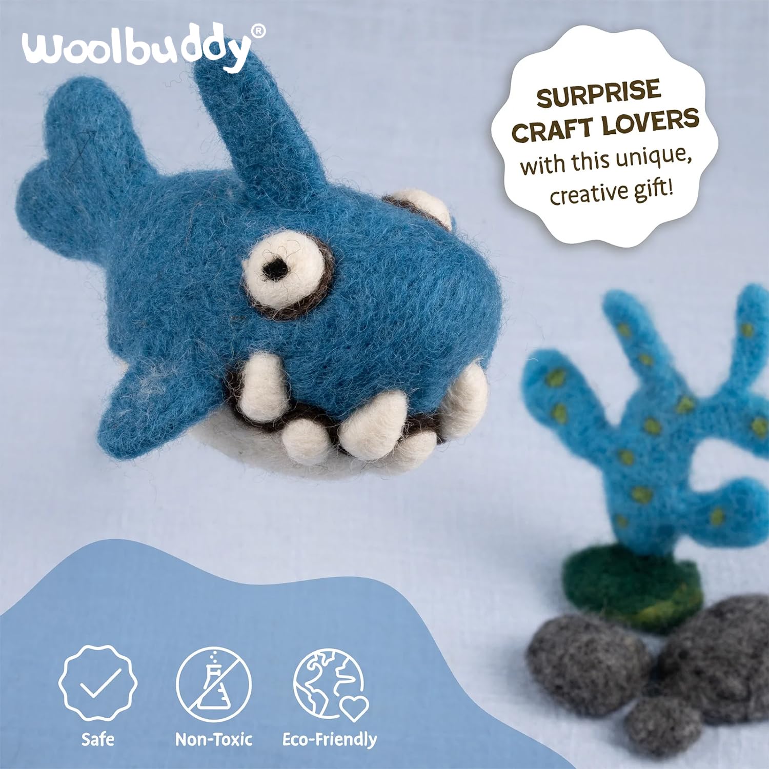 Woolbuddy Nadelfilz-Set, Meerestier-Filz-Sets für Anfänger, Erwachsene und Kinder, Basteln für Erwachsene, DIY, Filzpad, Anleitung (evtl. nicht in deutscher Sprache)
