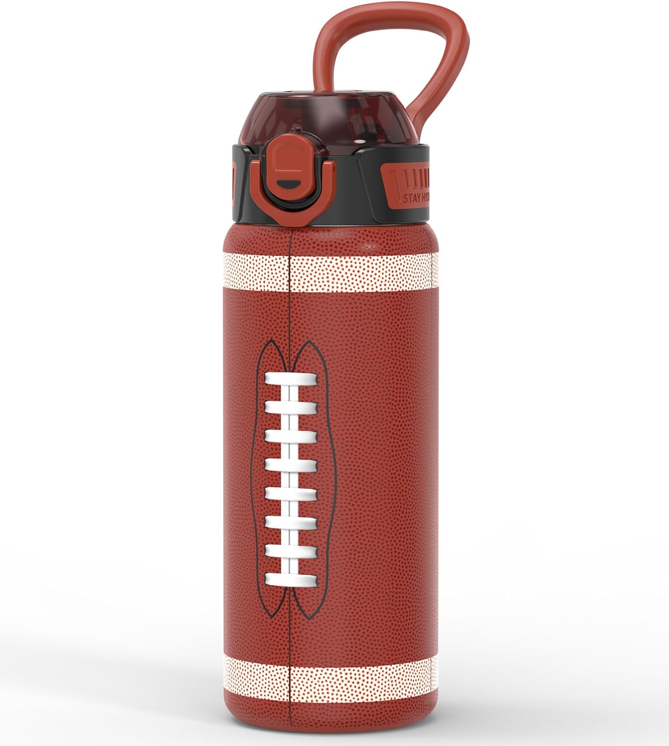 MYFOREST 24oz/700ml Insulated Sport Water Bottle, Odor-Free Surgical-Grade Liner, Quick-Open Chug/Sip, Heavy-Duty for Travel/Gym/Office (American Football, 23.2 Ounces)