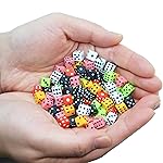 SmartDealsPro 100 Assorted D6 Mini Tiny Dice Game Dot Square Dice for Casino Themed Activity, Board Game, Teaching Math, Parties (Mix Color, 8mm)