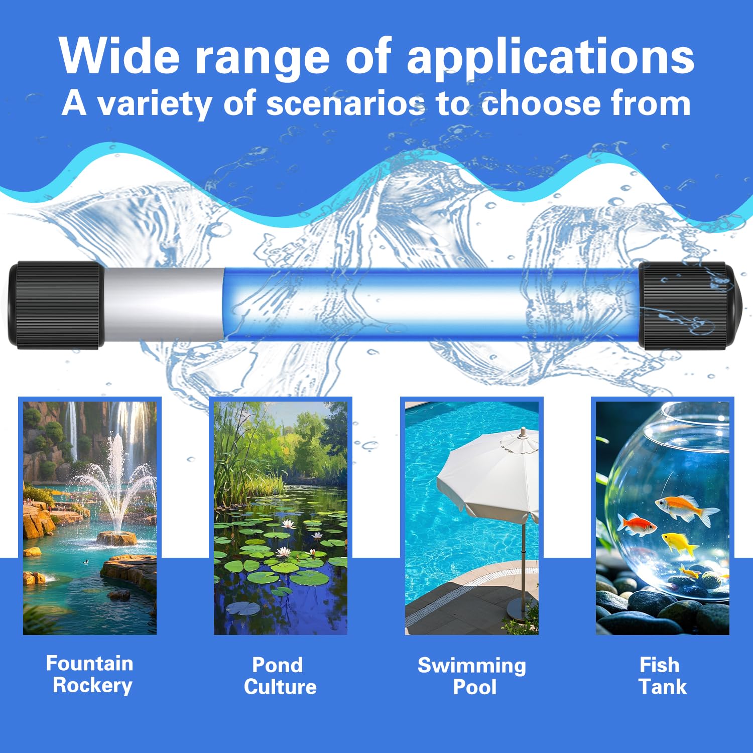 U-V Lampe LED pour enlever les algues et l'eau pour aquarium (9 W)