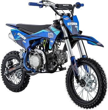 X-PRO Storm 125cc Zongshen Brand Engine Dirt Bike with 4-Speed Semi-Automatic Transmission, Kick Start, Big 14"/12" Tires! Blue