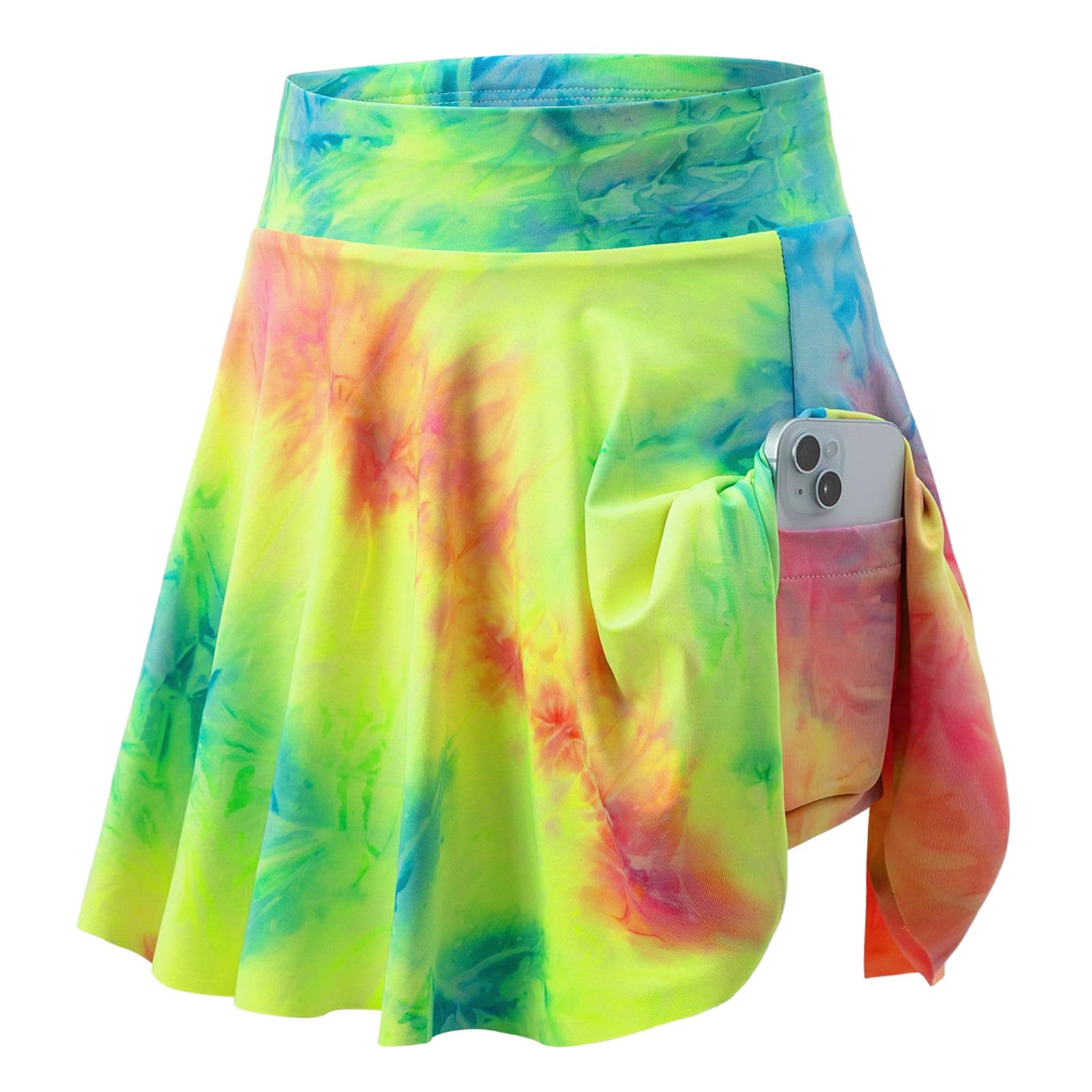 Valcatch Filles Athletic Skort Taille Haute Tie-Dye Jupes de Tennis avec Shorts Golf Flowy Jupe Courte Danse Running School Sport Jupe plissée avec Poches et Doublure en Spandex