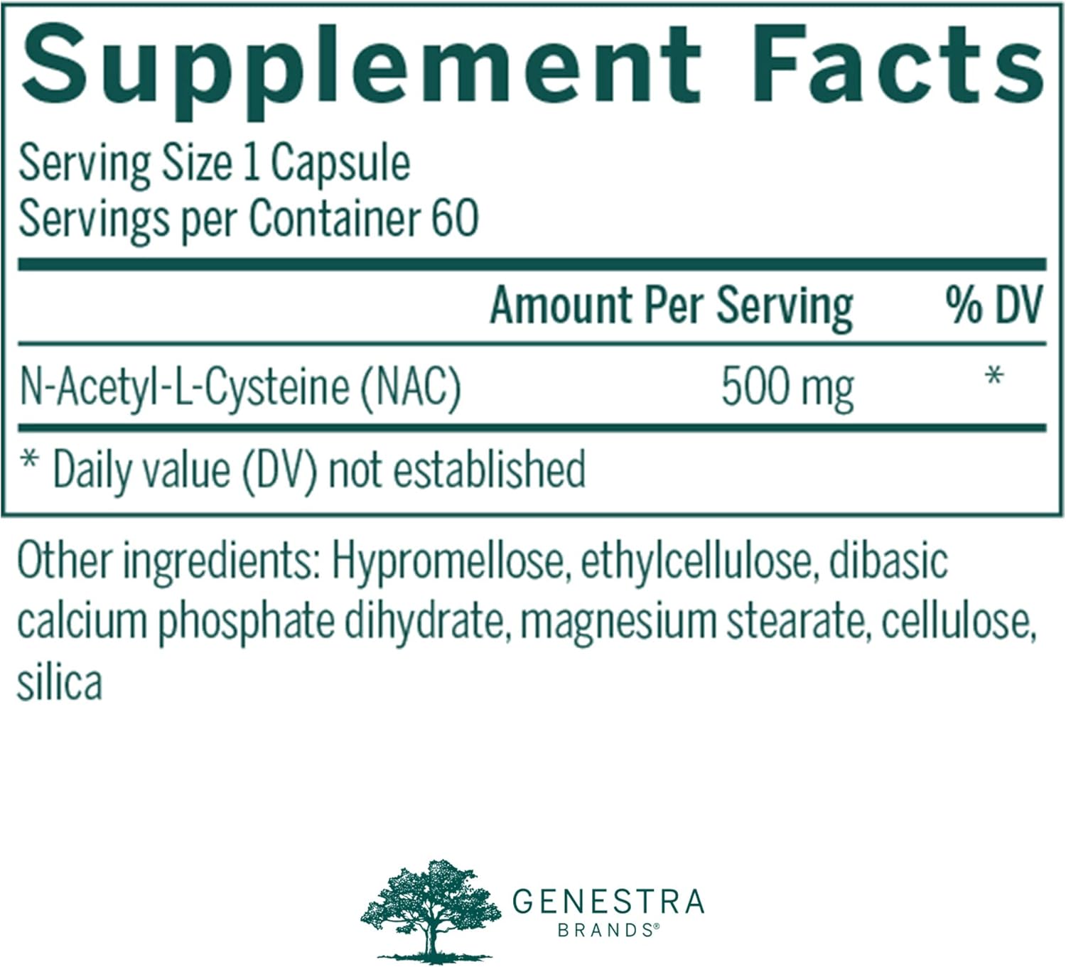 Genestra Brands Amino NAC | Vegan N-Acetyl-L-Cysteine Formula | 60 Capsules