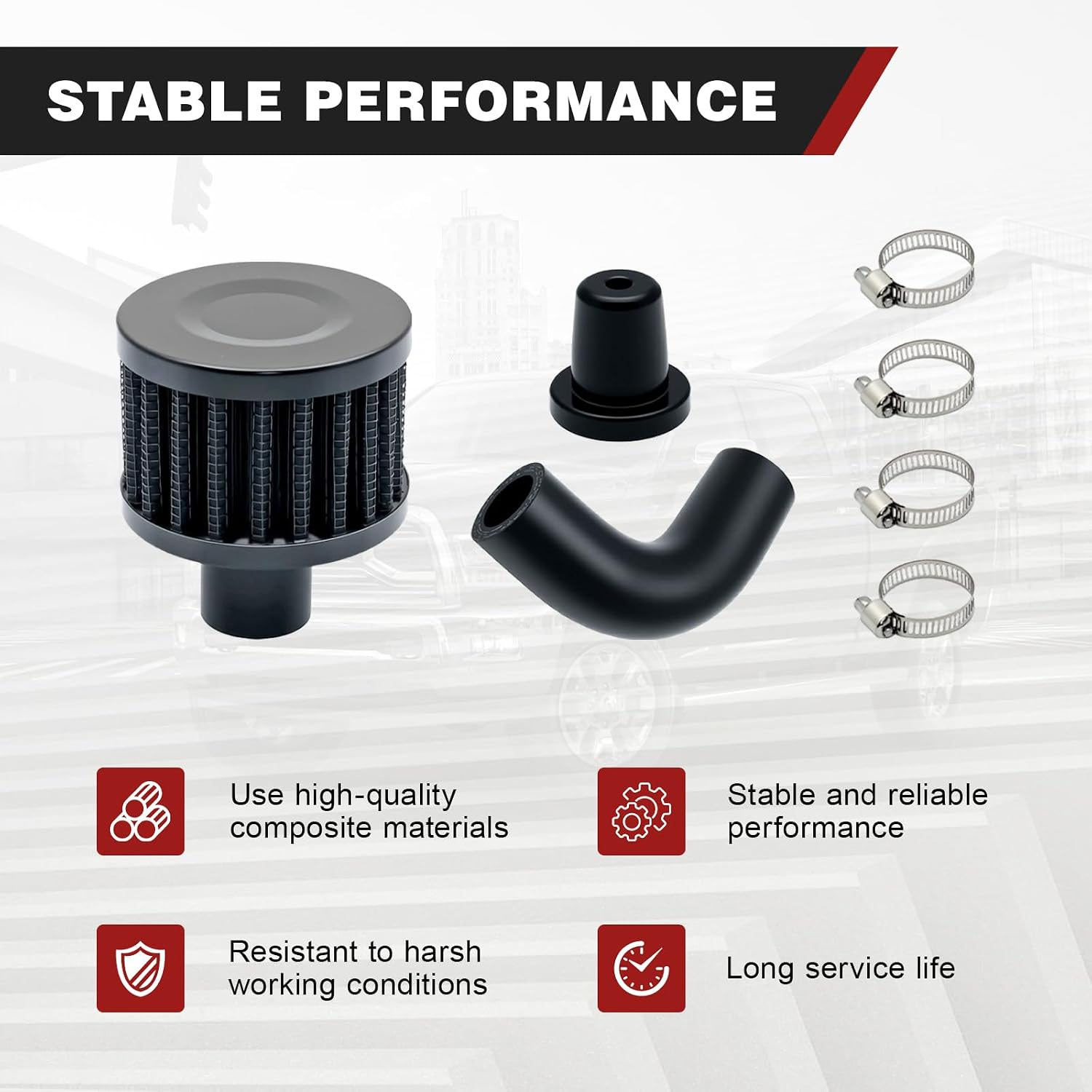 T487-D13637 Crankcase Filter Compatible with Dodge 2500 3500 2007-2018 Cummins Diesel 6.7L with Hose Bracket and Clamps