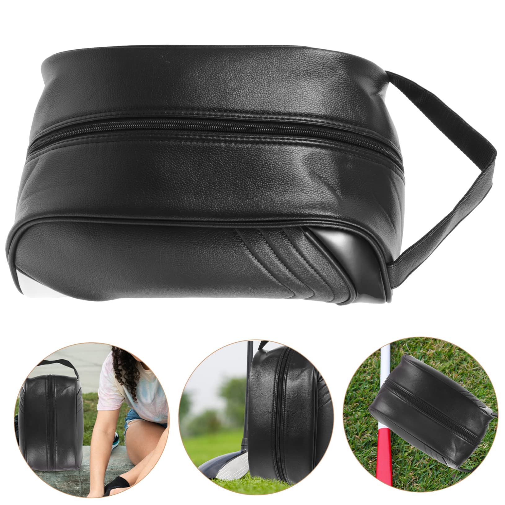 BESTYASH Borsa per Scarpe da Viaggio Nera, in Cuoio, Resistente All’acqua, Pieghevole e Portatile, per Scarpe Sportive e Uso All’aperto