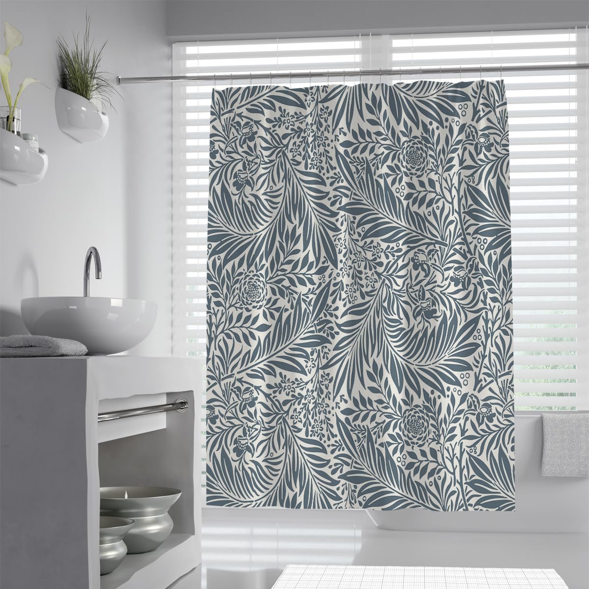 Cortina de Ducha Estilo Morris Maravilla Azul Oscuro 150x200cm