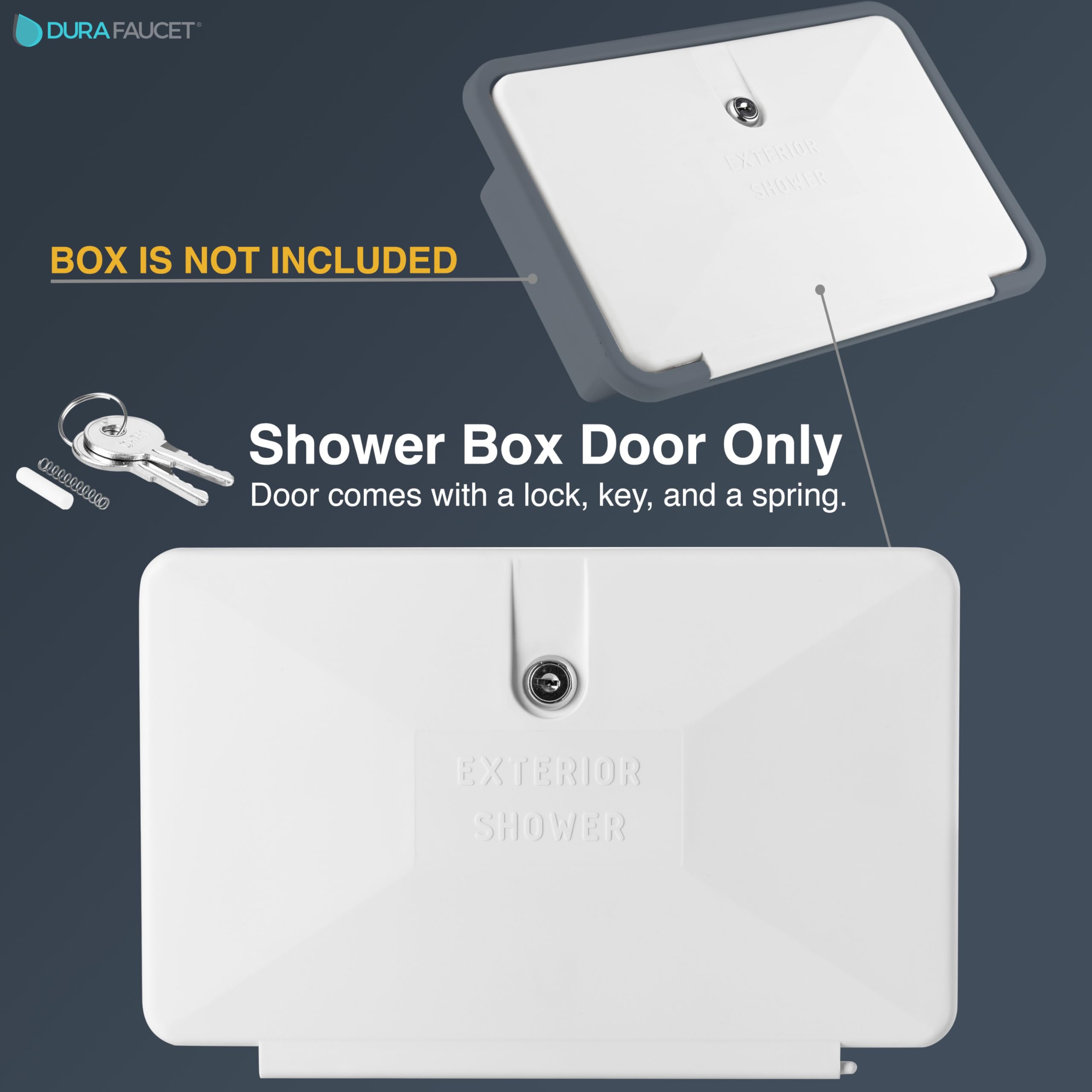 Dura Faucet - Kit de puerta de repuesto con bloqueo para caja de ducha exterior, para cualquier autocaravana, caravana, remolque, quinta rueda (blanco)