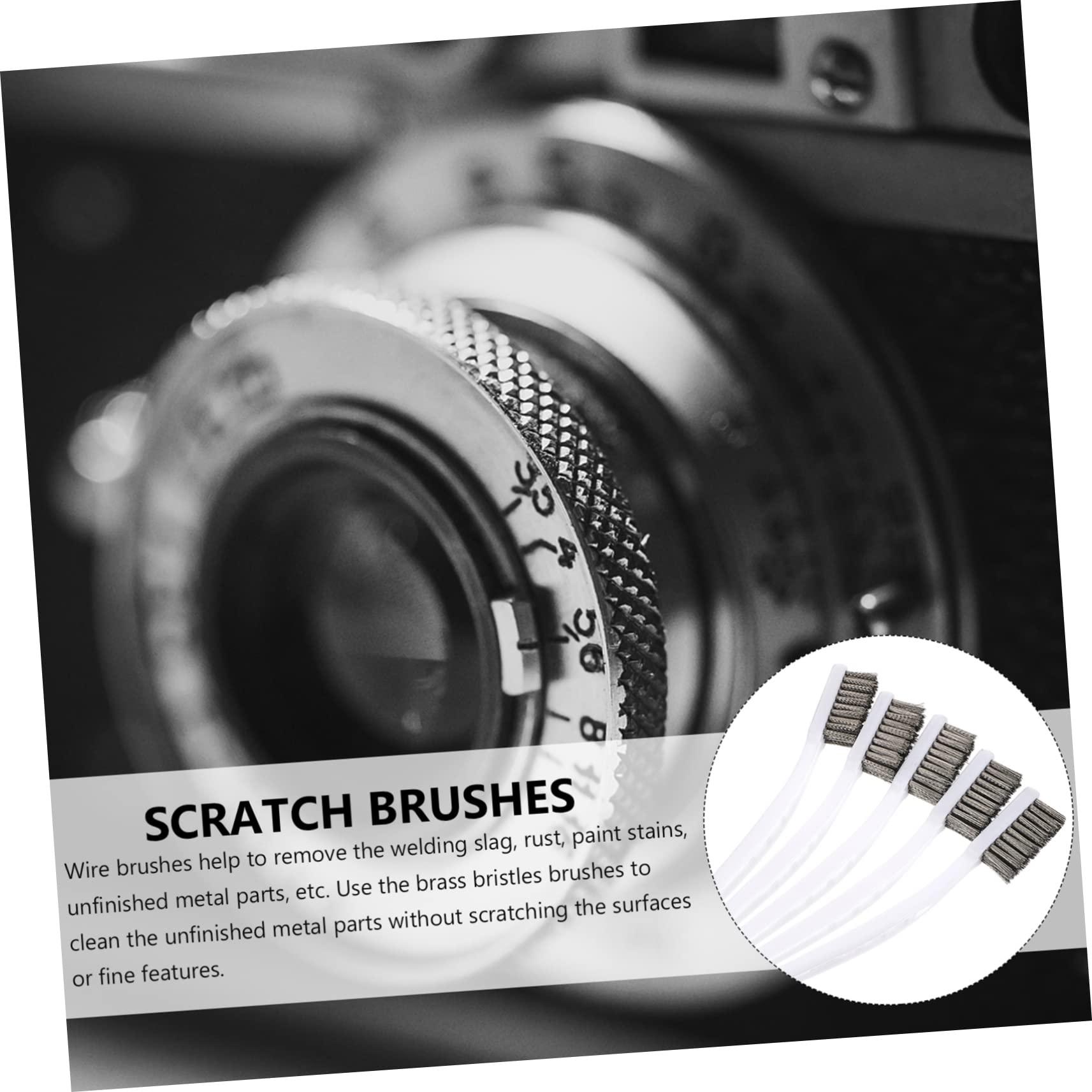 BESTYASH 5Pcs Wire Brush Set with Curved Handle Bristles for Rust and Paint Removal for Cleaning Welding and Detailed Work