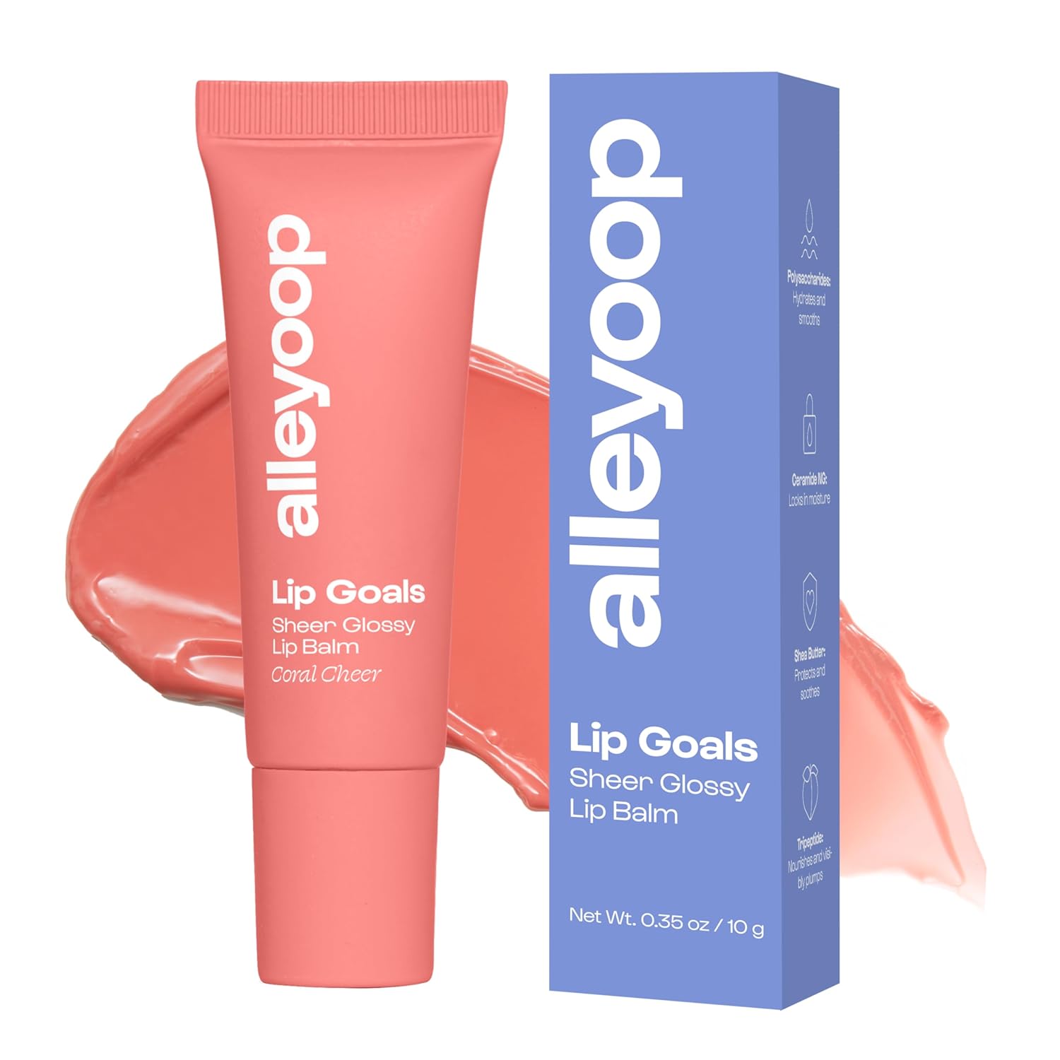 Alleyoop Lip Goals – Moisturizing Lip Balm for Women, Hydrating Lip Care for Dry Lips with Clean Vegan Ingredients, Everyday Treatment for Smooth, Soft, Nourished Lips, Sheer Coral Pink