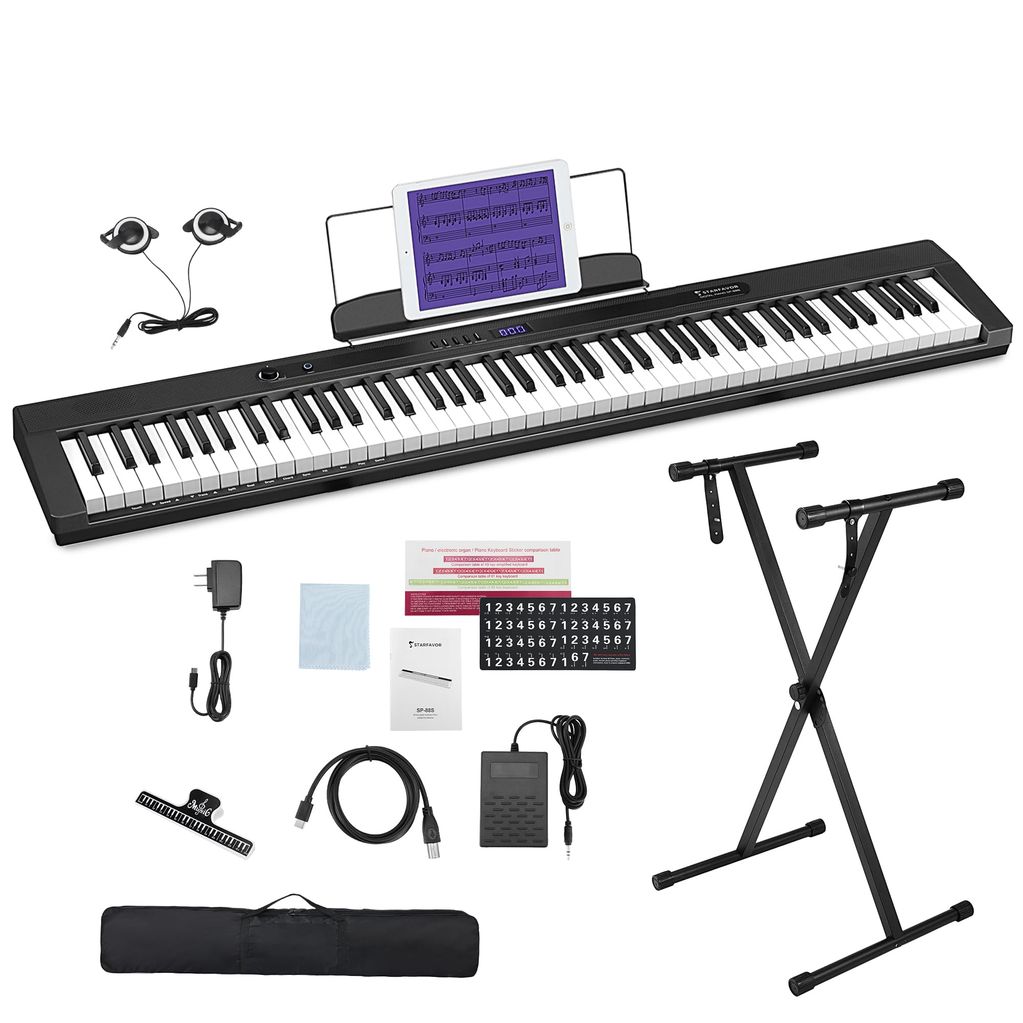 Amazon | Starfavor電子ピアノ 88鍵盤 セミウェイテッドキーボード 