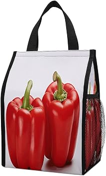 Classic Lunch Box for Men Women,Two Red Bell Peppers Reusable Insulated Lunch Bag Cooler for Work Picnic Or Travel
