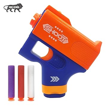 Kidoyz Mini Soft Blaster Toy Gun for Kids – Manual Soft Bullet Shooter with 3 Safe Foam Bullets, Long Range, Fun & Safe Play – Multicolor