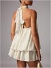 Vestido mini de lunares con cuello halter y capas de volantes para mujer de verano 3