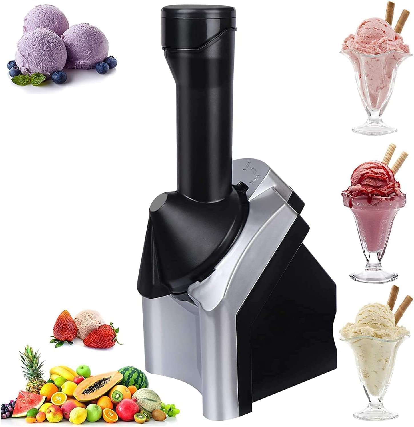 Home Ice Cream Maker for Healthy Frozen Desserts, Soft Serve, Sorbet, Sherbet & Fruit Ice Cream Easy Dessert Fruit Serve Machine