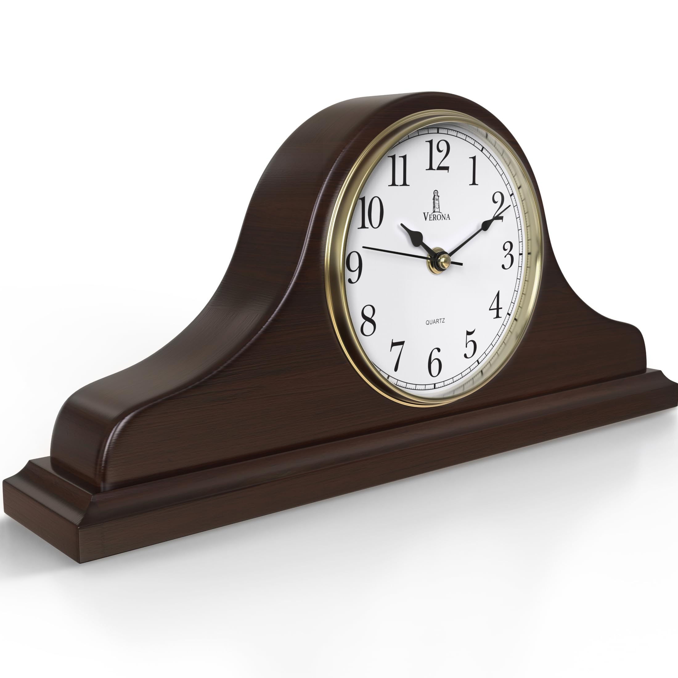 Reloj de repisa de madera auténtica con acabados premium y diseño tradicional