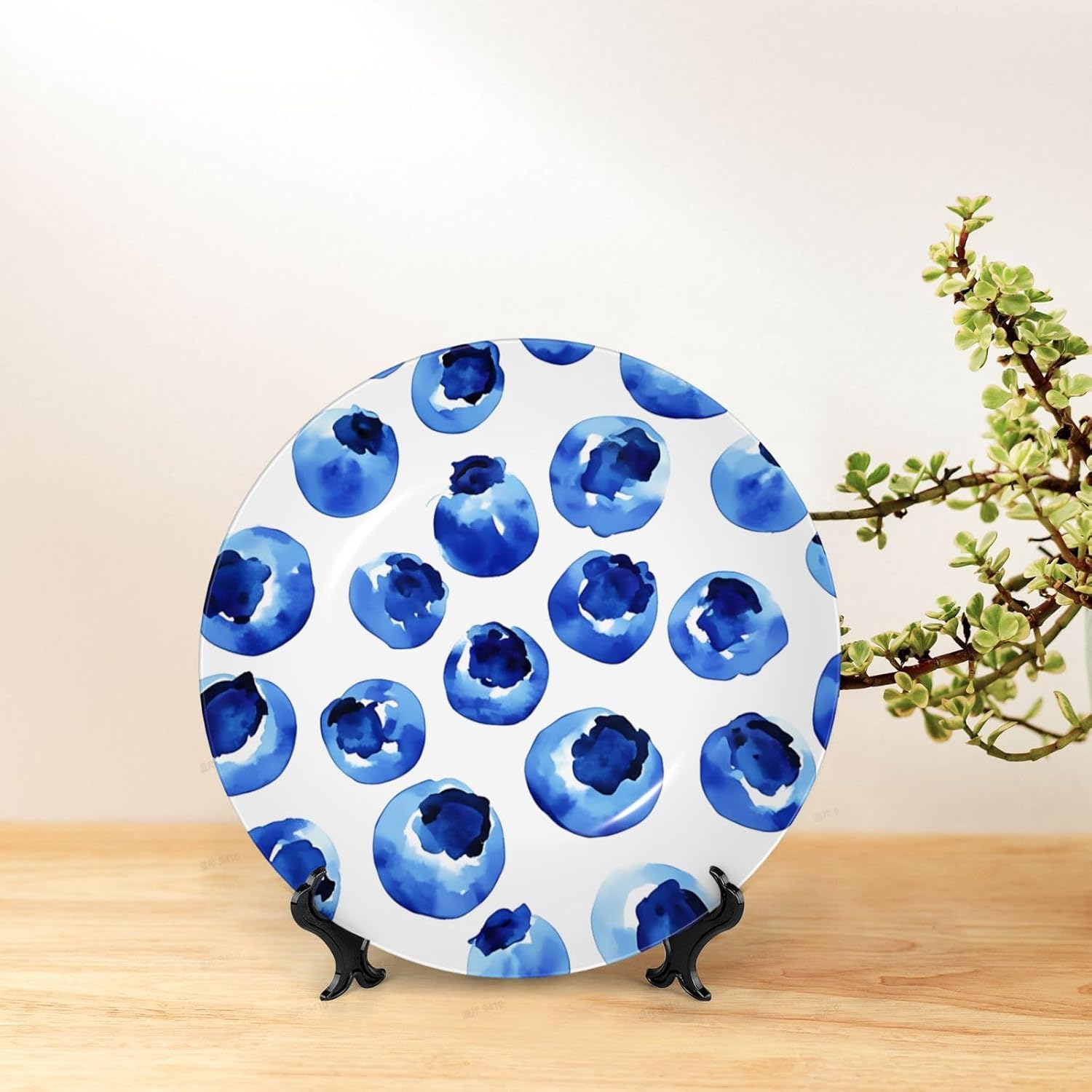 Blueberry Style Ceramic Plate Display Home Display With Stand Wall Hanging Plate For Home Decor 10 Inch