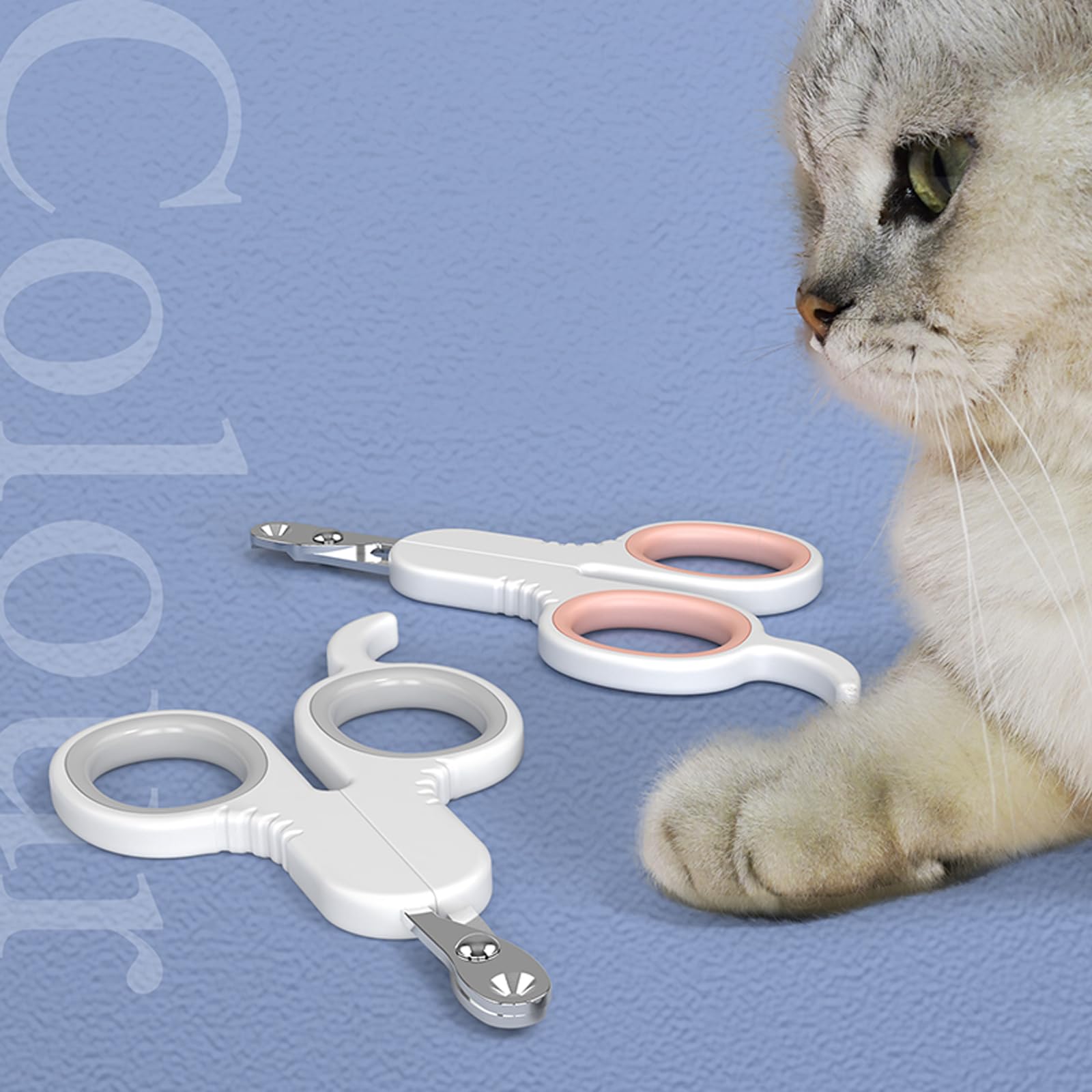Pet Nail Clipper & File Set - Stainless Steel Dog Cat Claw Clippers With Safety Guard, Non-Slip Handle (Blue)