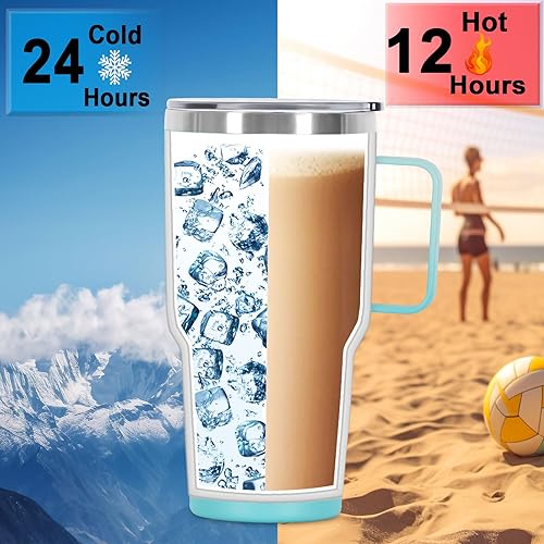 Miniatura 3 de Wzaytia Vaso aislado de 30 onzas con asa, de acero inoxidable, vaso de viaje de acero inoxidable, taza de café aislada de doble pared, a prueba de