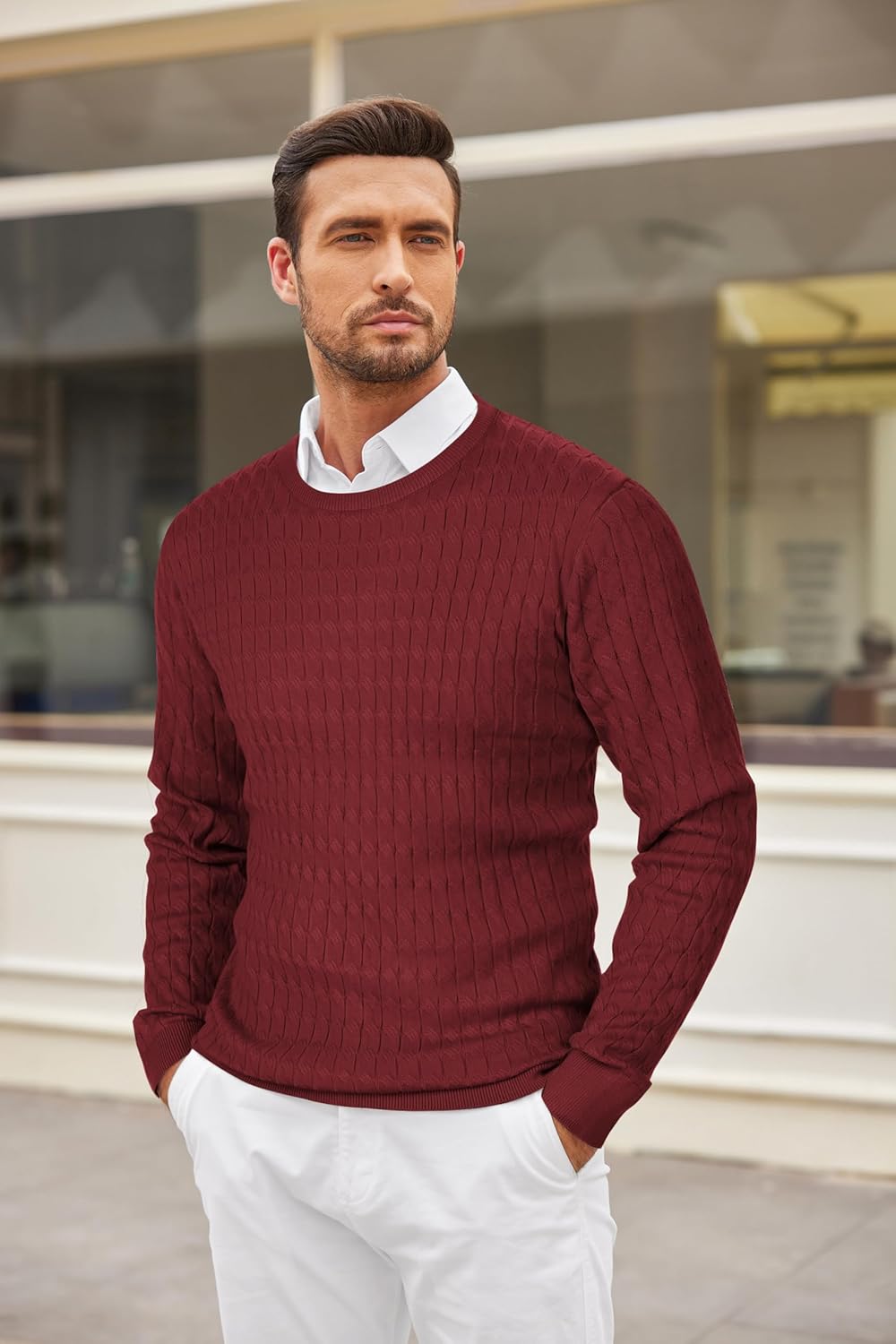 COOFANDY Men's Crew Neck Sweater Slim Fit Lightweight Sweatshirts Knitted Pullover for Casual Or Dressy Wear - Image 6