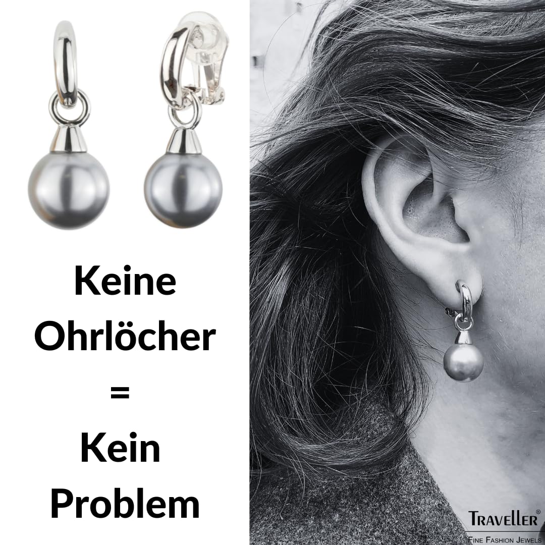 Traveller Orecchini a clip – Gancio – 14 mm perla, Perla