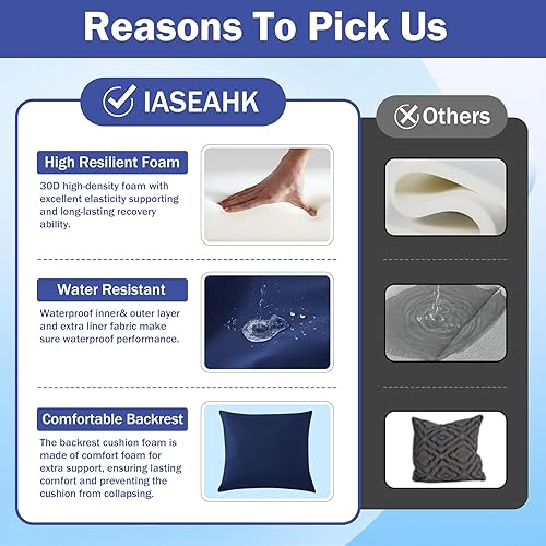 Miniatura 6 de Juego de cojines de asiento para exteriores, cojines para sillas de patio impermeables y resistentes a la decoloración, cojín de exteriores para